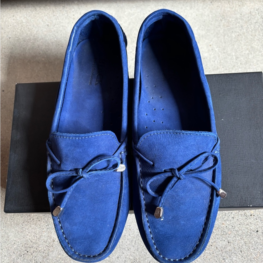 Saks 5th Avenue ocean blue suede driving moccasins, Sz 8 - Picture 4 of 8